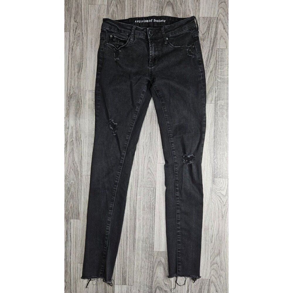 Articles Of Society Size 25 Pockets Skinny Distressed Black‎ Denim Jeans